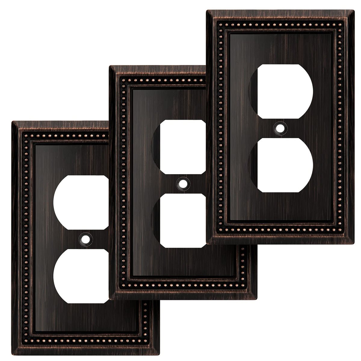 Sunken Pearls Heavy-Duty 4 Toggle Light Switch Plate, Antique Brass, 1 Pack