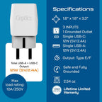Ceptics 45W Universal Travel Adapter w/ 3 USB-A, 2 USB-C & Universal Input