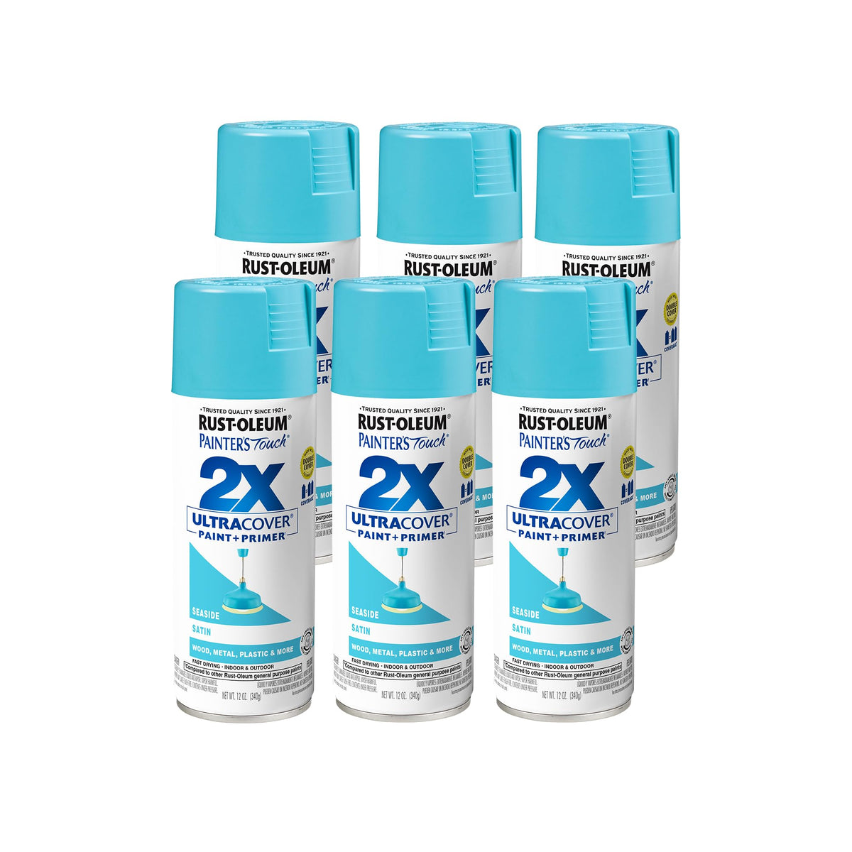 Rust-Oleum 334023-6PK Painter's Touch 2X Ultra Cover Spray Paint, 12 oz, Gloss Almond, 6 Pack