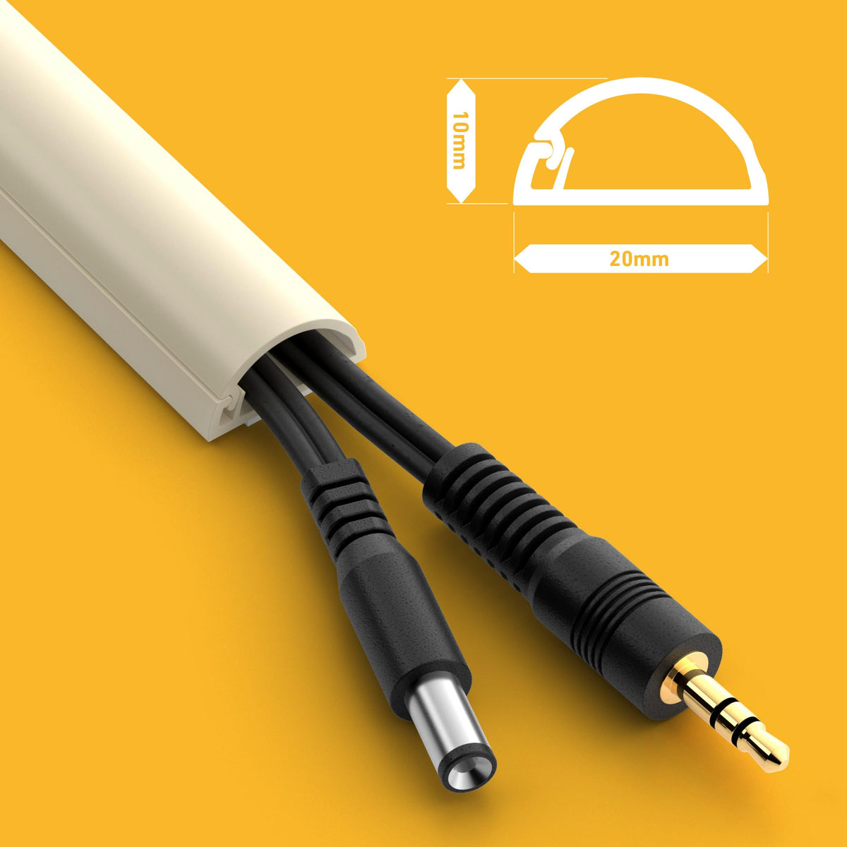D-Line 30x15mm Cable Trunking 4m Multipack, Half Round Profile, Self-Adhesive Wire Cover, Paintable Cable Management - 10x 30mm (W) x 15mm (H) x 40cm Lengths and Accessories - Aluminium-Effect