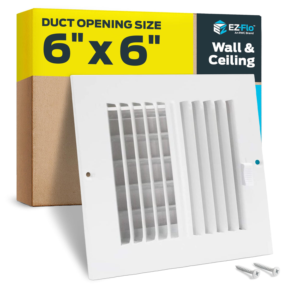 EZ-FLO 10 x 4 Inch (Duct Opening) Air Vent Cover for Wall or Ceiling, Two-Way Ventilation Register, Solid Steel HVAC Register Cover, White, 61609