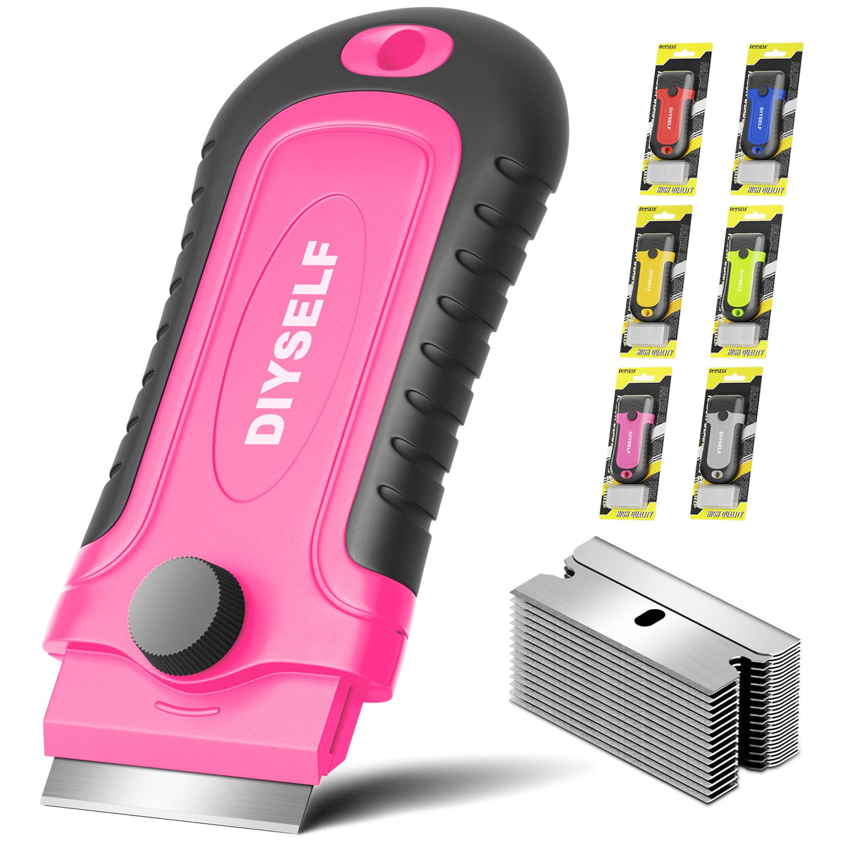 DIYSELF 1 Pack Razor Blade Scraper with 15 Extra Blades, Scraper Tool