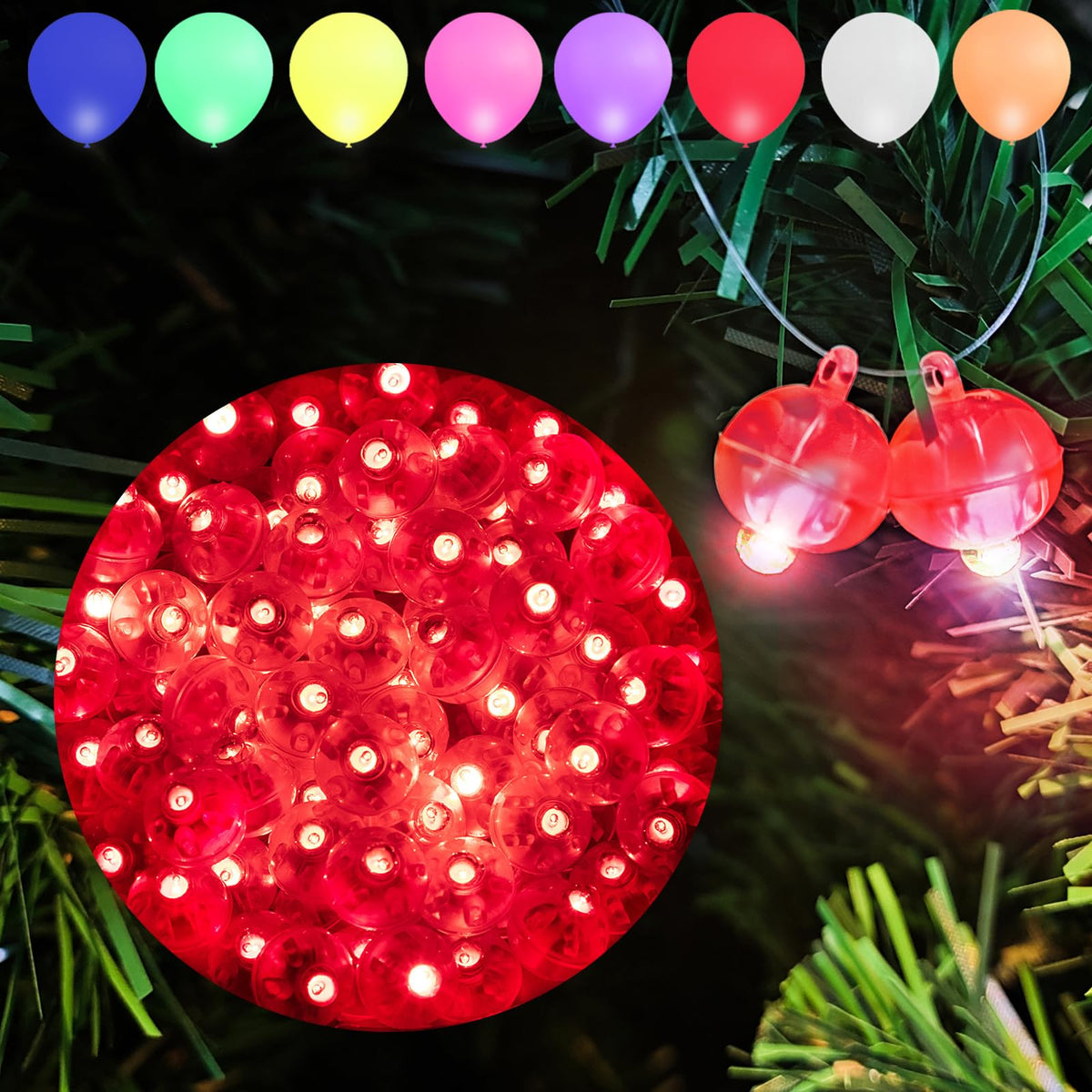 Aogist 200pcs 10-Colors Mini Lights with Hook,Long Standby Time Waterproof LED Balloon Light,Battery Powered,Ball Lamp for Balloon Paper Lantern Birthday Party Christmas Halloween