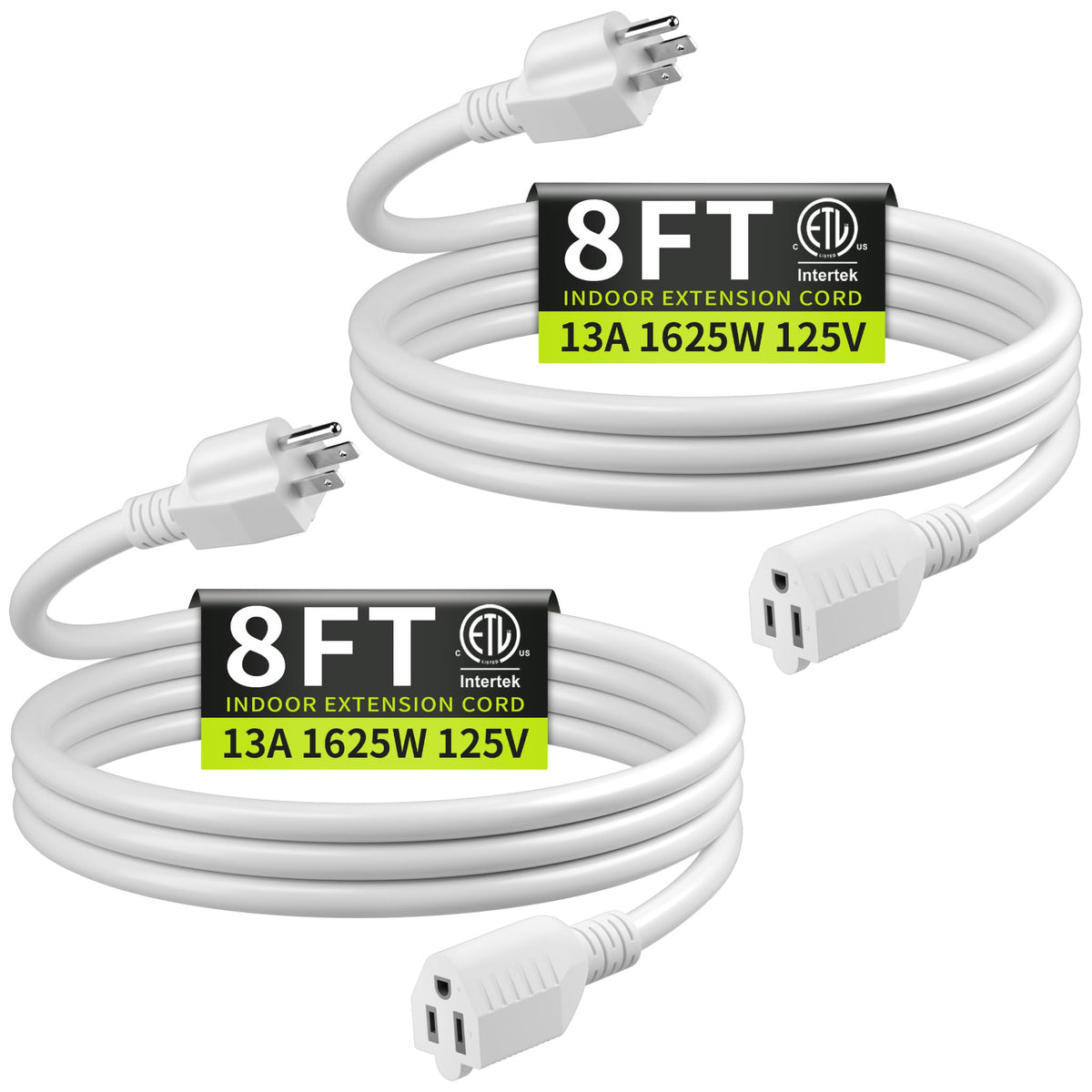 16/3 Black Extension Cord 6 FT Indoor, Short Extension Cord
