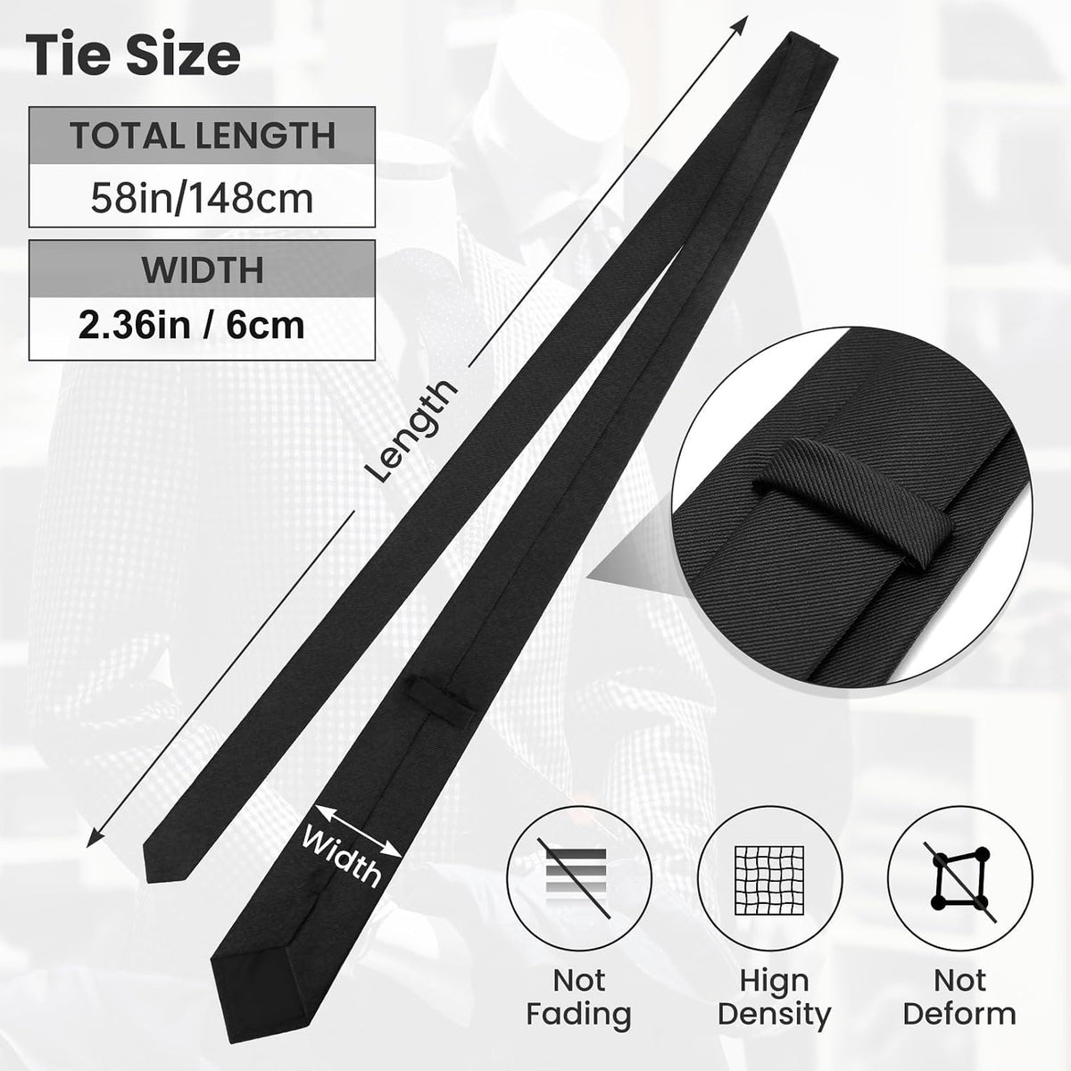 yenlk Men's Classic Necktie, Formal Tie for Weddings, Business and Prom