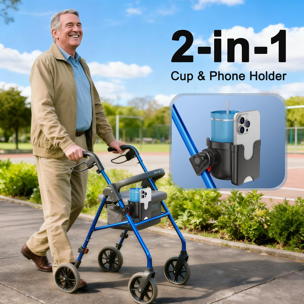 Wheelchair Cup Holder: Universal Cup Holder with Phone Holder for Pram Bike