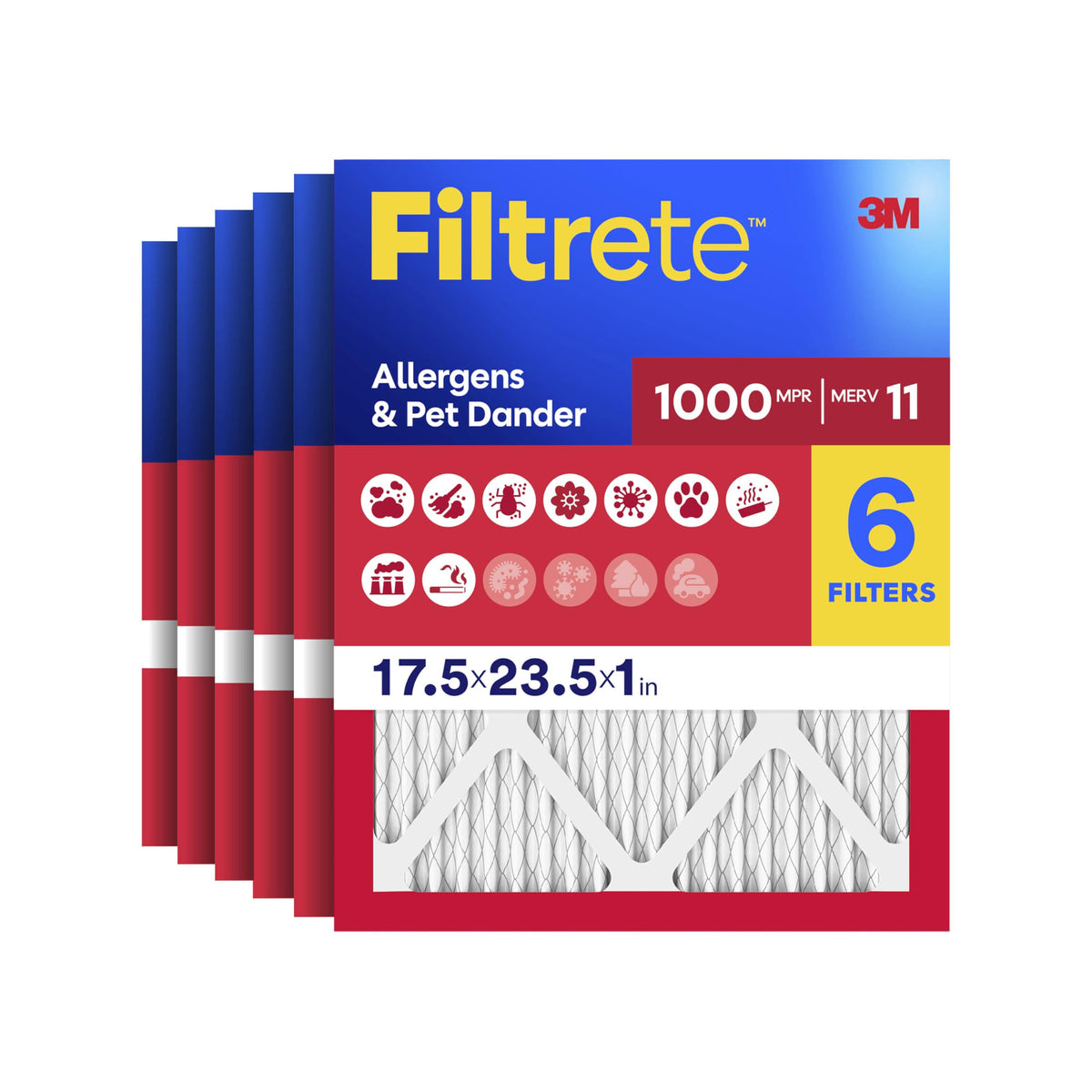 Filtrete 20x25x1 Air Filter, MERV 11, MPR 1000, 6 HVAC Filters
