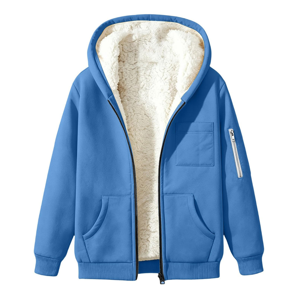 Womens Teddy Fleece Hoodies Sherpa Lined Fuzzy Jacket with Pockets Full Zip Hooded Sweatshirts Ladies Fall Winter Warm Jumper Coat Outwear Thermal Outfits Clothing