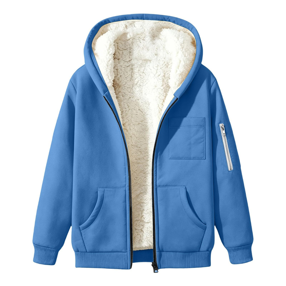 Womens Teddy Fleece Hoodies Sherpa Lined Fuzzy Jacket with Pockets Full Zip Hooded Sweatshirts Ladies Fall Winter Warm Jumper Coat Outwear Thermal Outfits Clothing