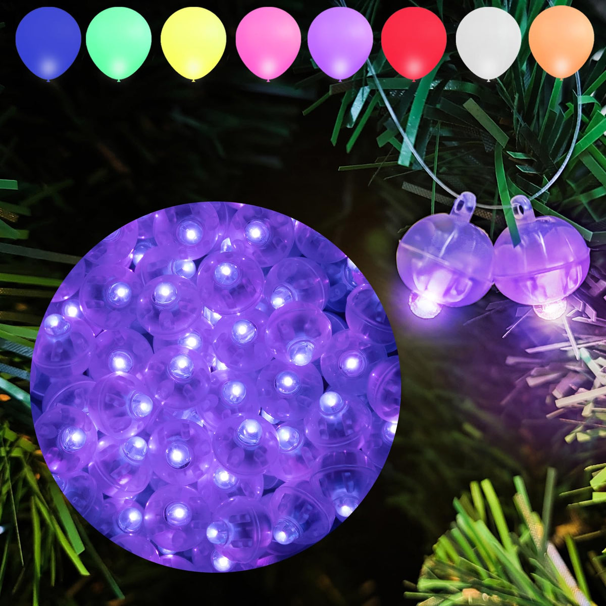Aogist 200pcs 10-Colors Mini Lights with Hook,Long Standby Time Waterproof LED Balloon Light,Battery Powered,Ball Lamp for Balloon Paper Lantern Birthday Party Christmas Halloween