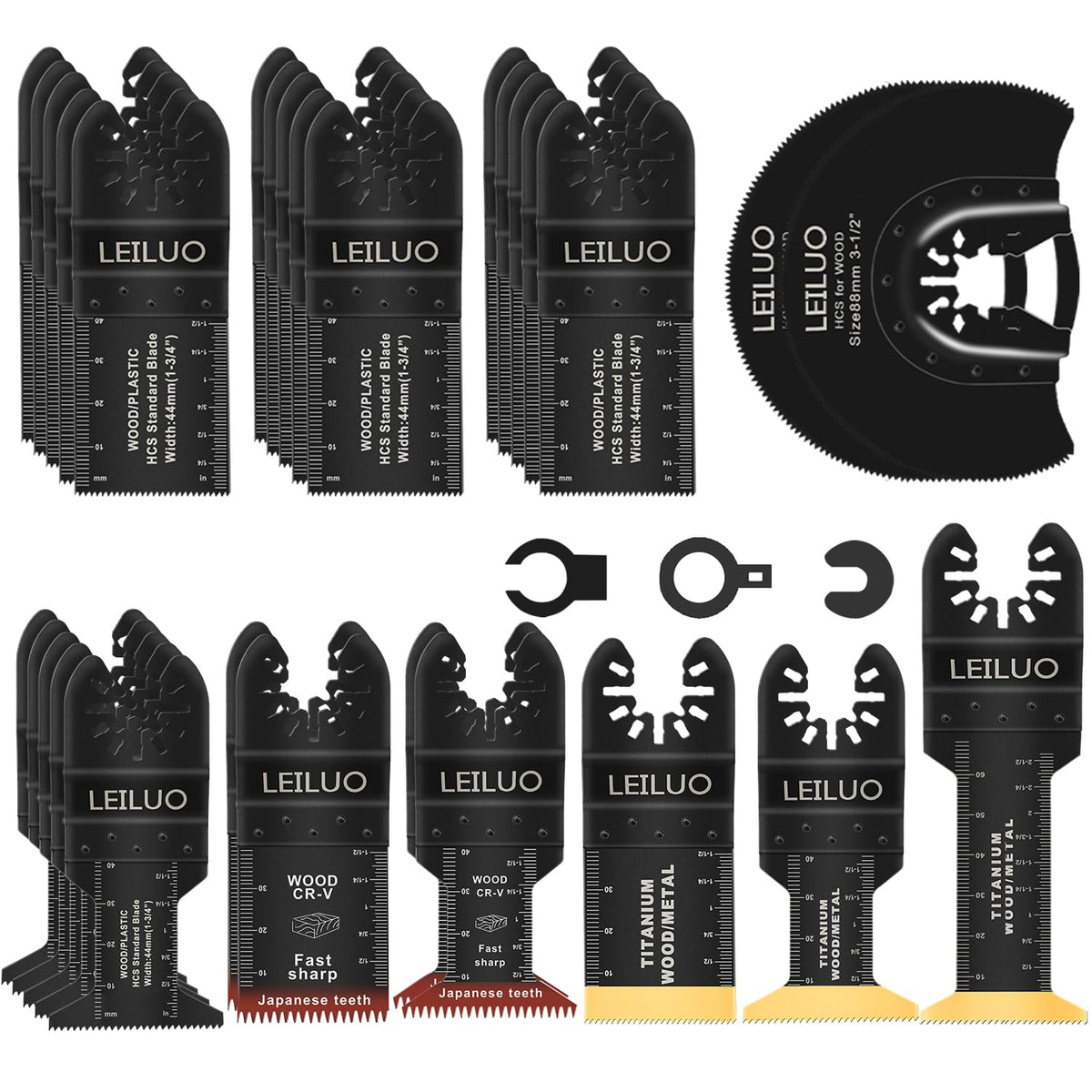 LEILUO 32Pcs Oscillating Tool Blades Wood Metal Multitool Blades Set