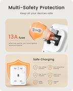 LENCENT 3 Way Plug Extension Socket with 2 Fast Charge USB, PD45W USB C