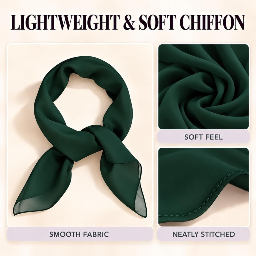 WESTEND CHOICE Square Chiffon Scarves Women's Neck Scarf 50s Retro Bandana