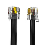 ASNQ RJ11 Cable for ADSL Router, Modem, Telephone, 2m, Flat, Black