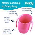 Doidy Cup, Open Cup for Training Baby 6 Months-3 Years, 200ml, Slanted Weaning Cup with Handles for Learning to Drink, BPA Free (Orange)