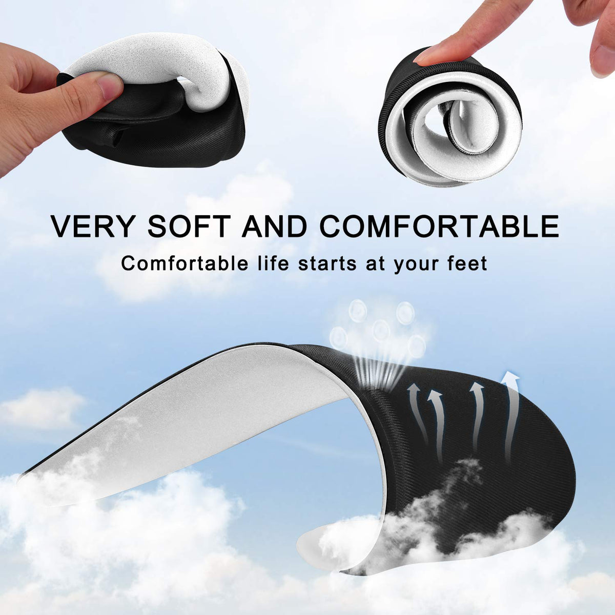 Women’s Memory Foam Insoles Replacement, Running Insoles Inserts for Sports Shoes Trainers Sneakers Work Boots Walking Shoes, Cushioning Comfort Insoles for Women 1 Pair, Size 5 UK W, Black
