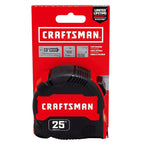 CRAFTSMAN 25-Ft Tape Measure with Fraction Marketing, Retractable, Manual-Locking Blade (CMHT37443S)