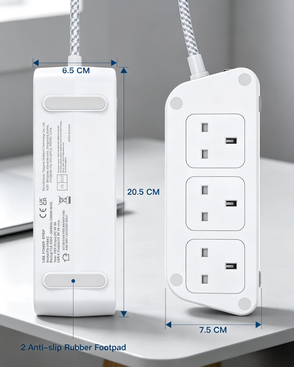 Extension Lead with USB Slots, 6 Way Outlets 5 USB (5A, 3 USB- C Port),1.6M