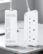 Extension Lead with USB Slots, 6 Way Outlets 5 USB (5A, 3 USB- C Port),1.6M