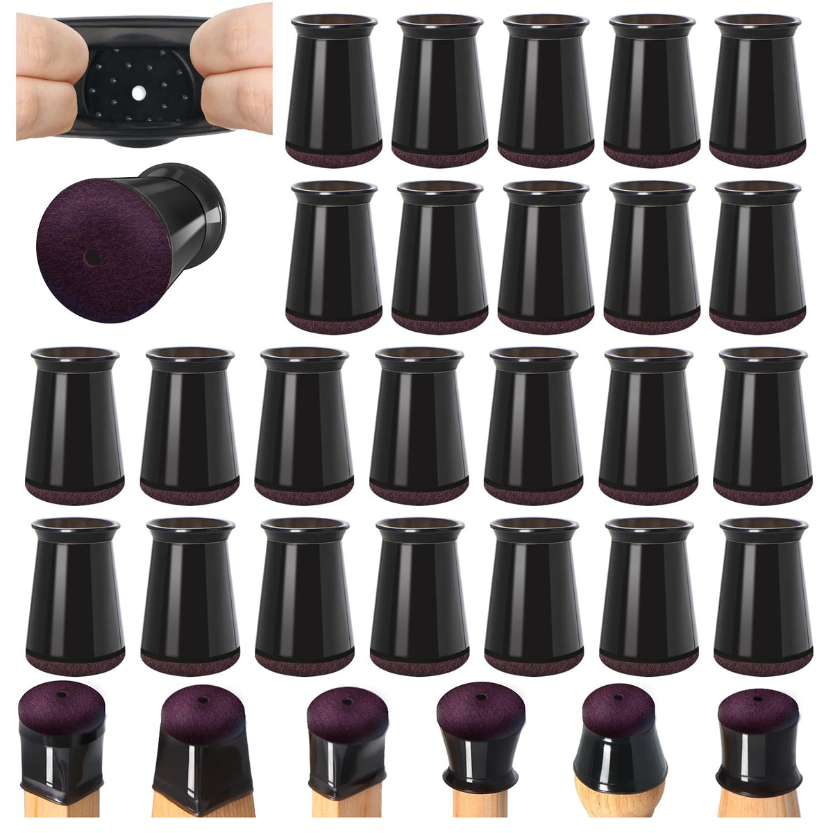 VIUME 24 Pcs Chair Leg Floor Protectors for Hardwood Floors Round