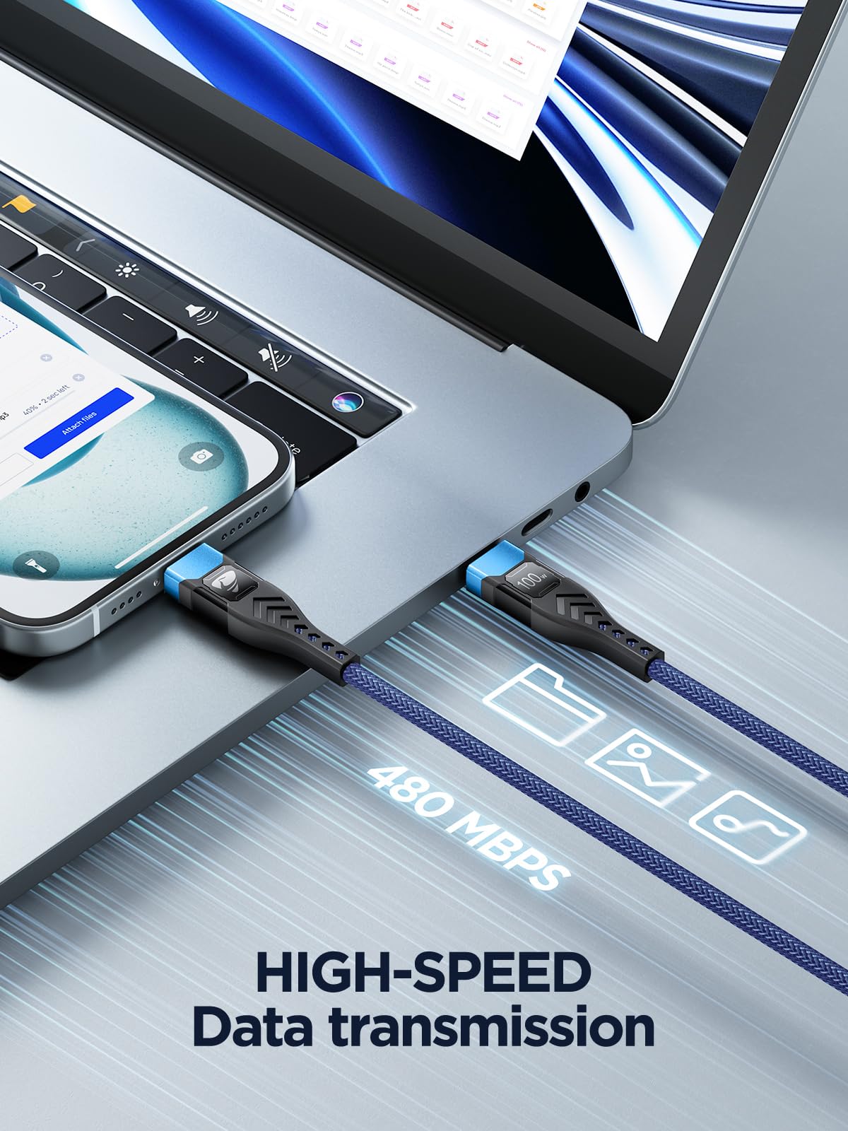 USB C to USB C, 100W 5A Fast Charging Cable [2Pack/2M] USB Type C Charger Fast Charge Lead Usbc to Usbc Cable for iPhone 15 16 17 Pro Max Plus iPad Pro MacBook Samsung Galaxy S23 S22 S24 S25 Ultra etc