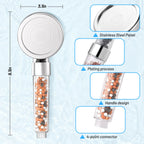 VEHHE High Pressure Shower Head with Filter Beads, 3 Spray Modes