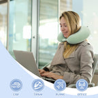 WENGX Travel Neck Pillow With Storage Bag Memory Foam Head Support Flight Pillows Cushion for Airplane Train Car Office Travel Essential for a Long Hauls Sleeping Rest(Pale Pink)