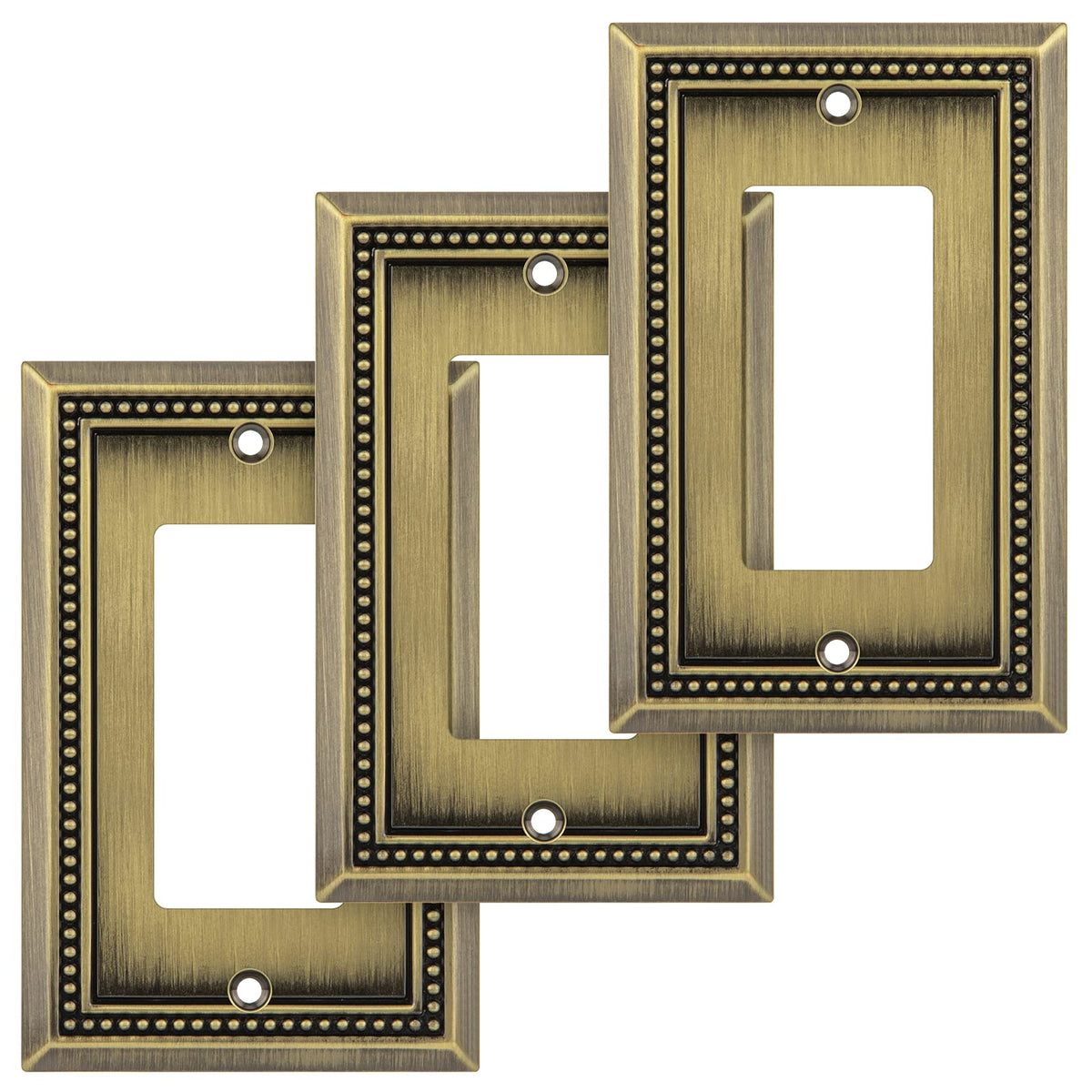 Sunken Pearls Heavy-Duty 4 Toggle Light Switch Plate, Antique Brass, 1 Pack
