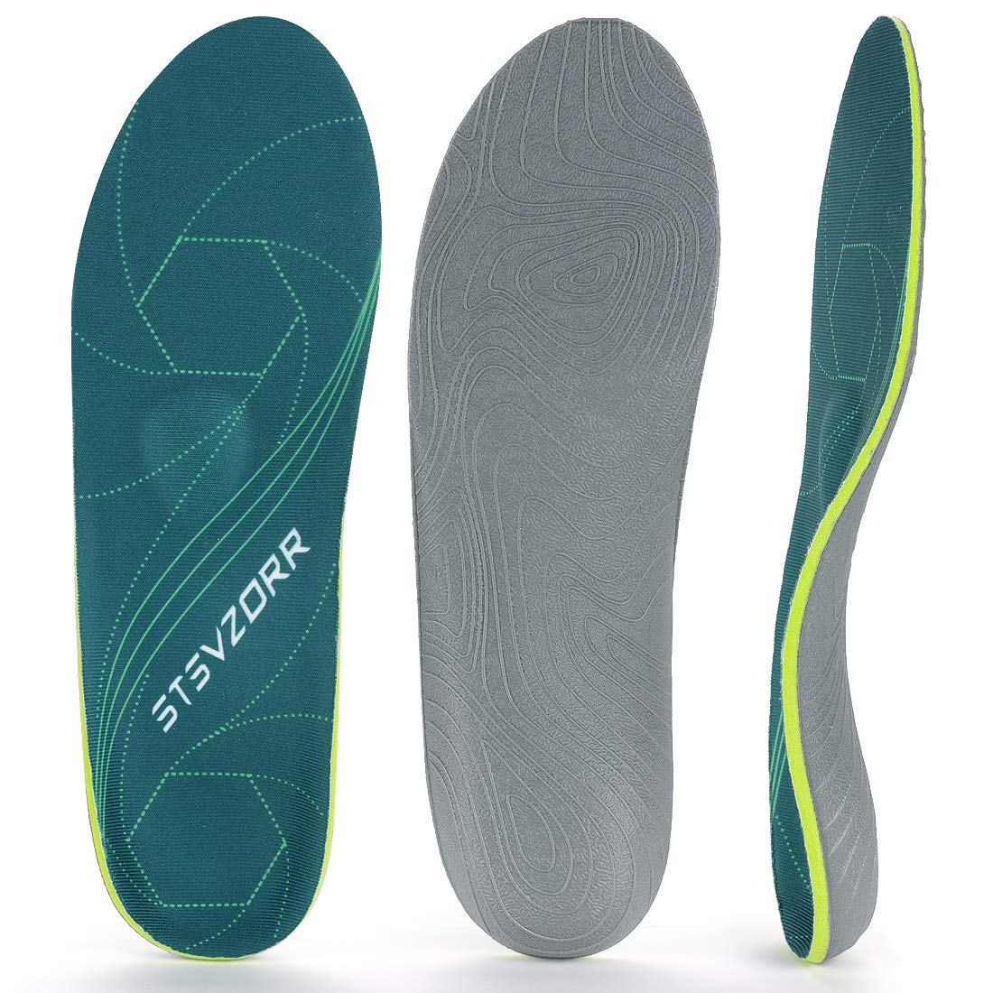 Plantar Fasciitis Arch Support Orthopedic Insoles Relieve Flat Feet Heel Pain Shock Absorption Comfortable Inserts(Size:UK-7,Length:10.25",Green)