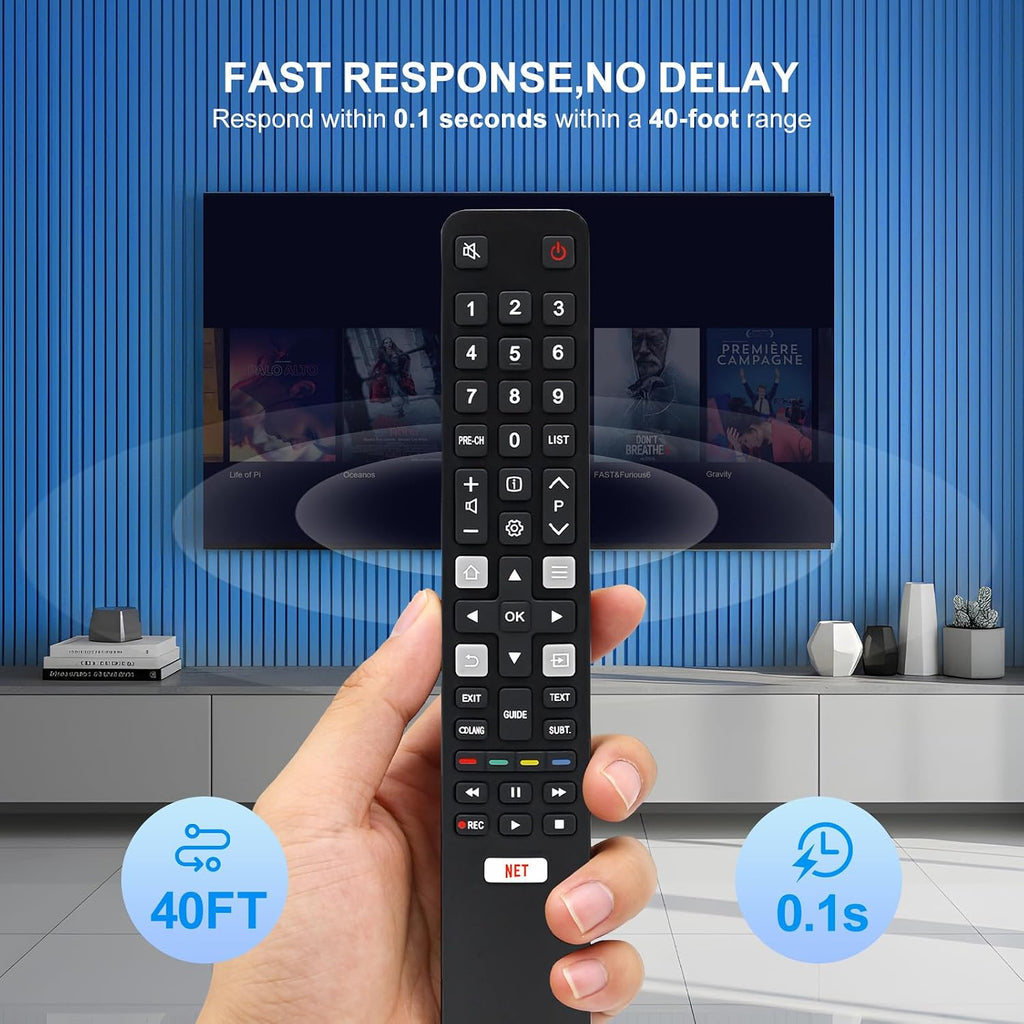 Replacement TCL TV Remote Control RC802N for TCL Android & LCD LED 4K Smart TVs: 32DS520, 40S6000FS, 49S6000FS, 49DP600, F43S5916, 50DP600, H32S5916, U49P6016, U55P6006 – No Setup Required