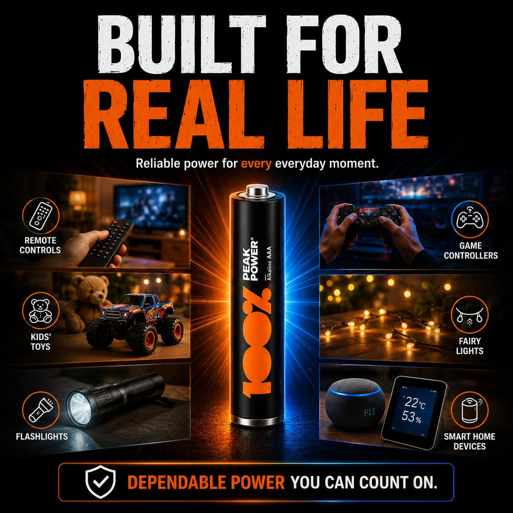 100PP AA Batteries 40 Pack | Alkaline 1.5V, 10-Year Shelf Life