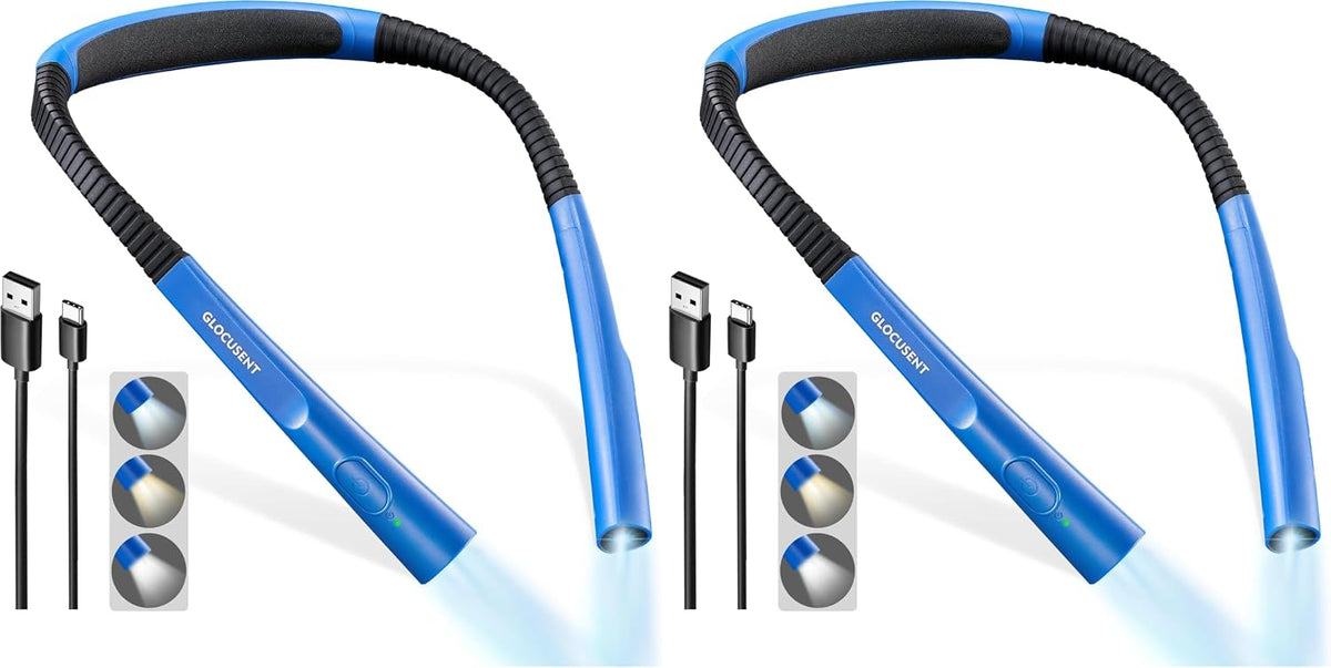 Glocusent Reading Light,Bendable Neck Light,80-hr Rechargeable Book Light