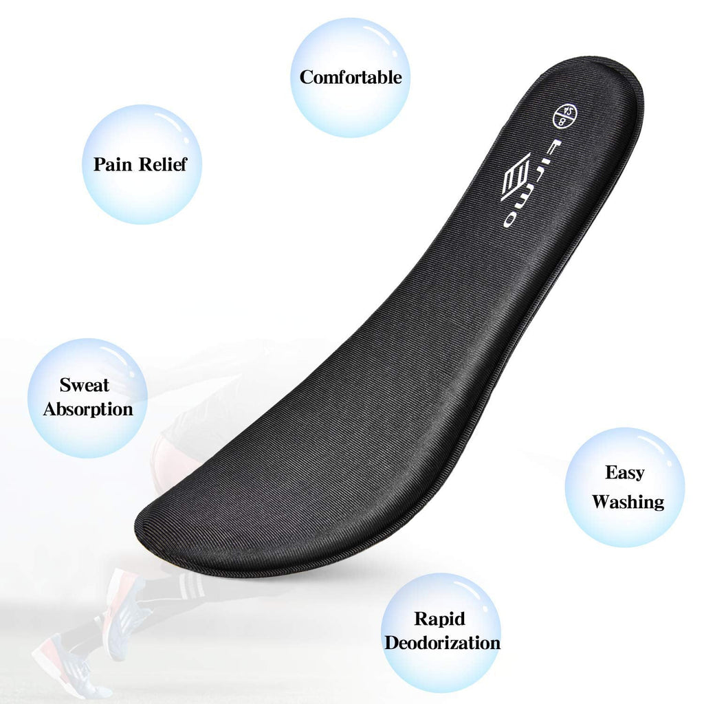 Women’s Memory Foam Insoles Replacement, Running Insoles Inserts for Sports Shoes Trainers Sneakers Work Boots Walking Shoes, Cushioning Comfort Insoles for Women 1 Pair, Size 5 UK W, Black