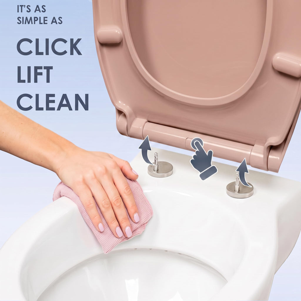 AQUALONA® Premium Thermoplastic Toilet Seat Soft Close Hardwearing Seat with Two Button Hinge Release D Shaped Easy to Clean Simple Installation Top and Bottom Fittings (Blue - D Shape)