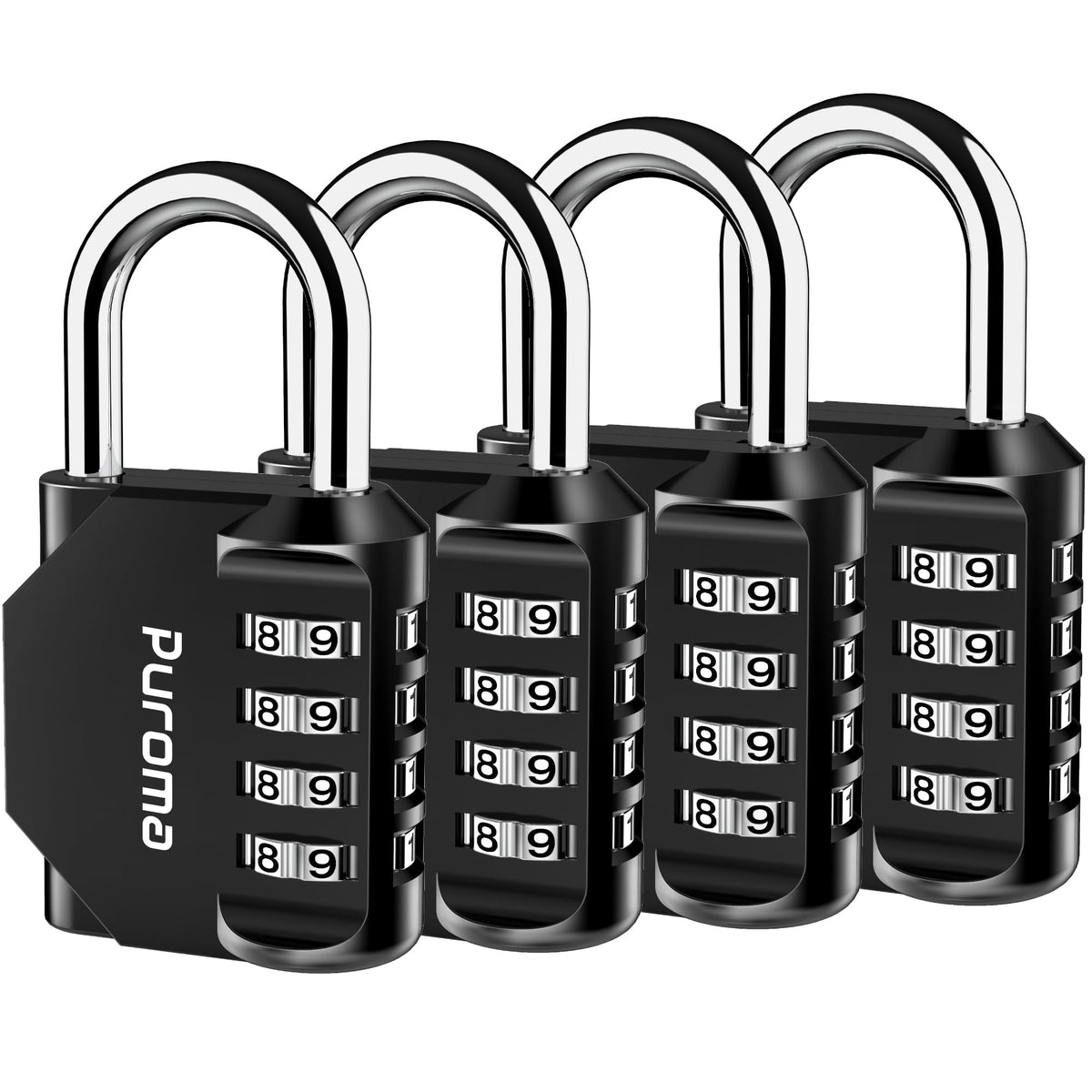 Puroma 2 Combination Lock Locker 4 Digits Combo Padlock Gym Silver & Black