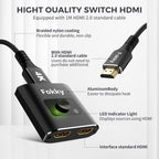 HDMI Switch 4K@60Hz, Bidirectional Hdmi Splitter 2 in 1 out / 1 In 2 out
