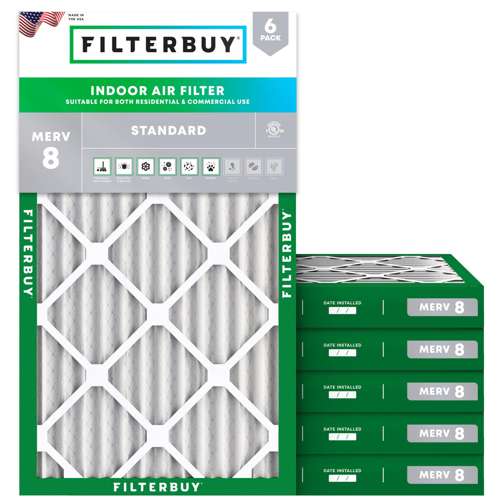 Filterbuy 30x32x1 Air Filter MERV 8 Dust & Allergy Defense (6-Pack)