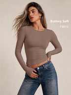 LILLUSORY Long Sleeve Tops Women Crew Neck Y2k T Shirts