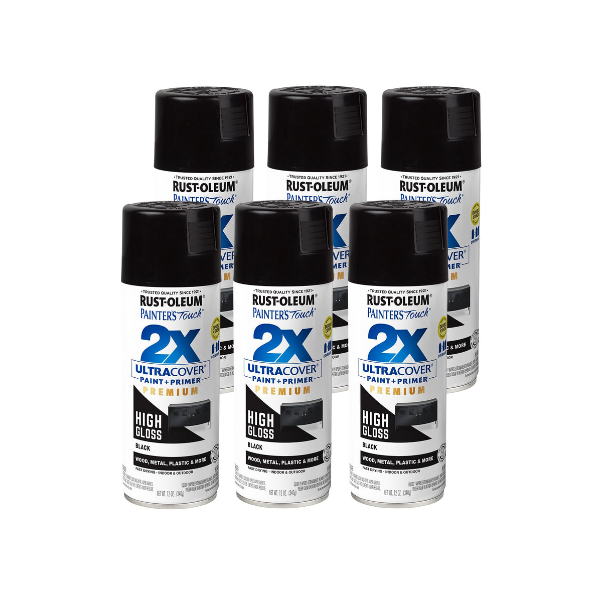 Rust-Oleum 334023-6PK Painter's Touch 2X Ultra Cover Spray Paint, 12 oz, Gloss Almond, 6 Pack
