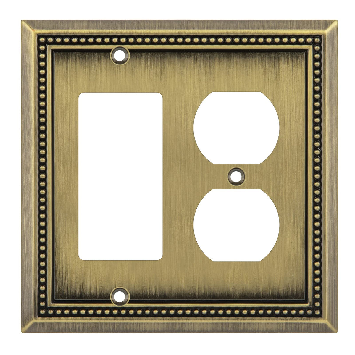 Sunken Pearls Heavy-Duty 4 Toggle Light Switch Plate, Antique Brass, 1 Pack