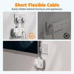 TESSAN Plug Adapter with 3 USB Ports, 2 Way MultiPlug Extension
