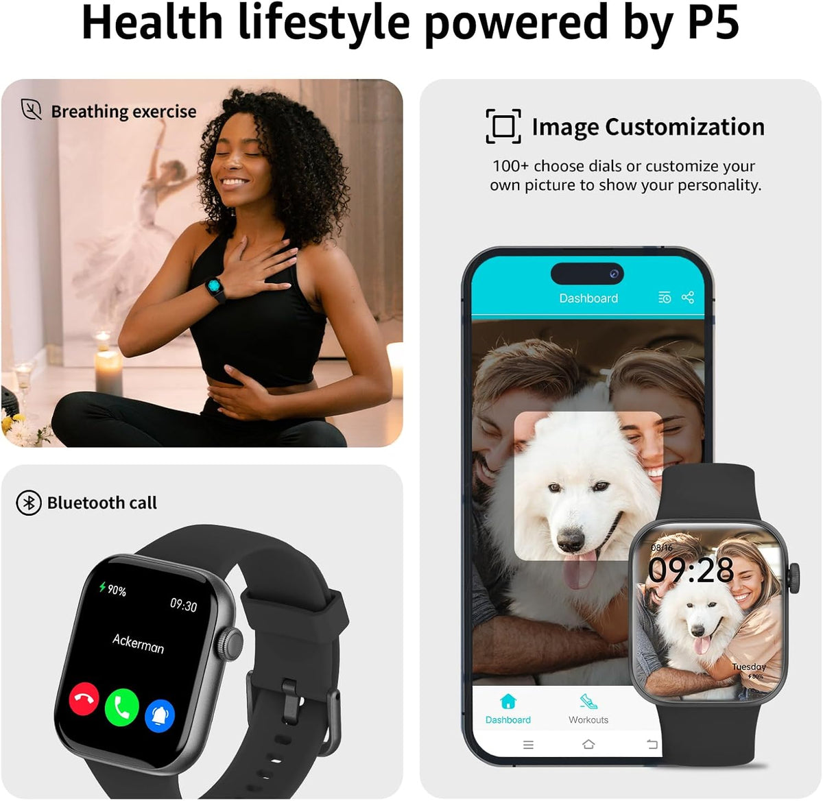 Smart Watch for Men Women Answer/Make Call,1.85" Smartwatch, Fitness Watch with Heart Rate Blood Pressure Sleep Monitor,140+Sports,IP68 Waterproof Step Counter Watch Compatible with Android IOS