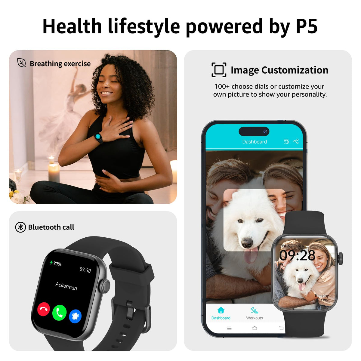 Smart Watch for Men Women Answer/Make Call,1.85" Smartwatch, Fitness Watch with Heart Rate Blood Pressure Sleep Monitor,140+Sports,IP68 Waterproof Step Counter Watch Compatible with Android IOS