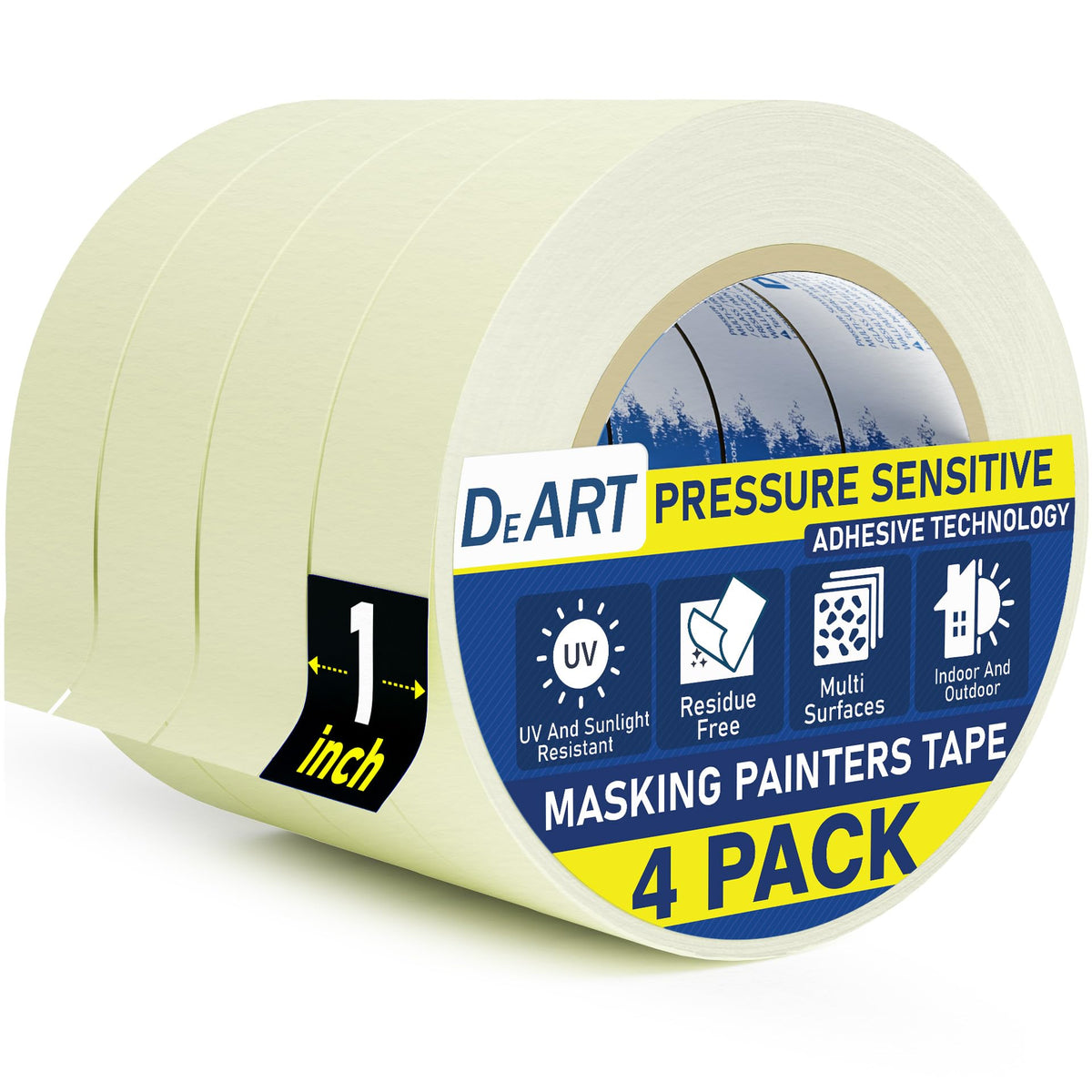 DEART Colored Masking Tape Painters Tape 12 or 8 Pack 1 inch or 0.6 Inches