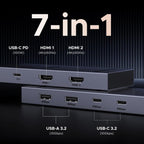 UGREEN Laptop Docking Station Dual Monitor, Dual 4K@60Hz 7-in-1 USB C Hub