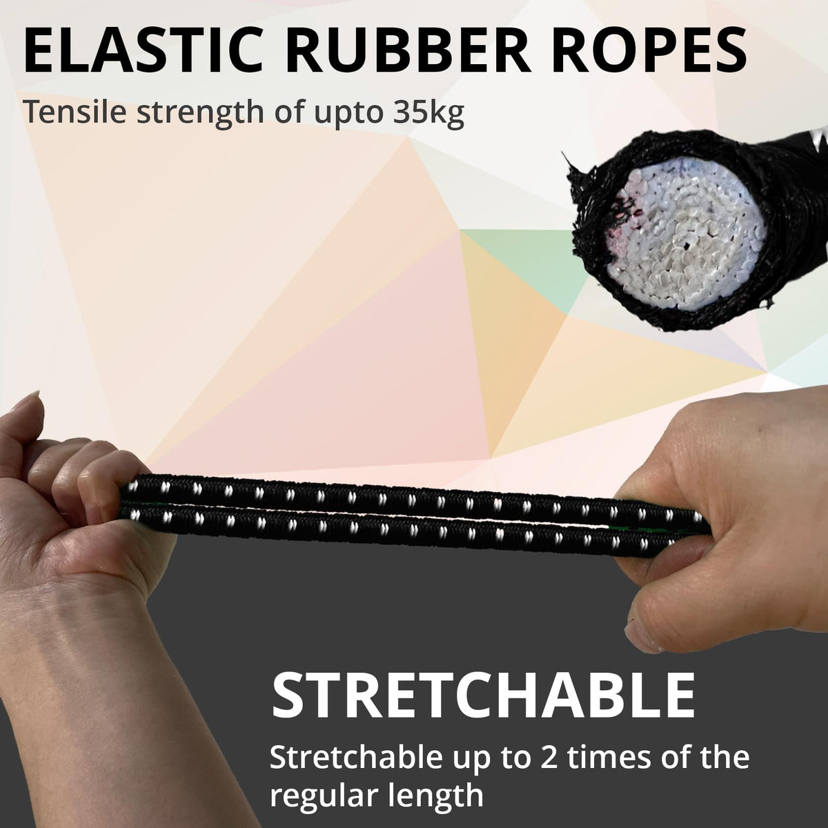 ANSIO Bungee Cords with Hooks, UV-Resistant Bungee Straps, 12 Pack Assorted