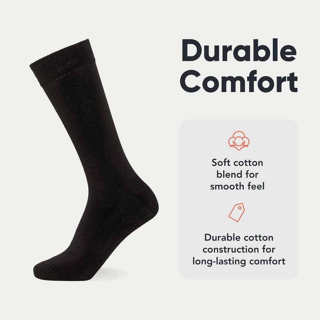 FM London 10-Pack Plain Mens Socks, Soft Cotton Rich Dress Socks Mens 6-11