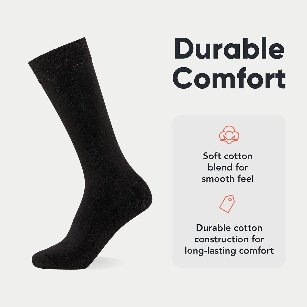 FM London 10-Pack Plain Mens Socks, Soft Cotton Rich Dress Socks Mens 6-11