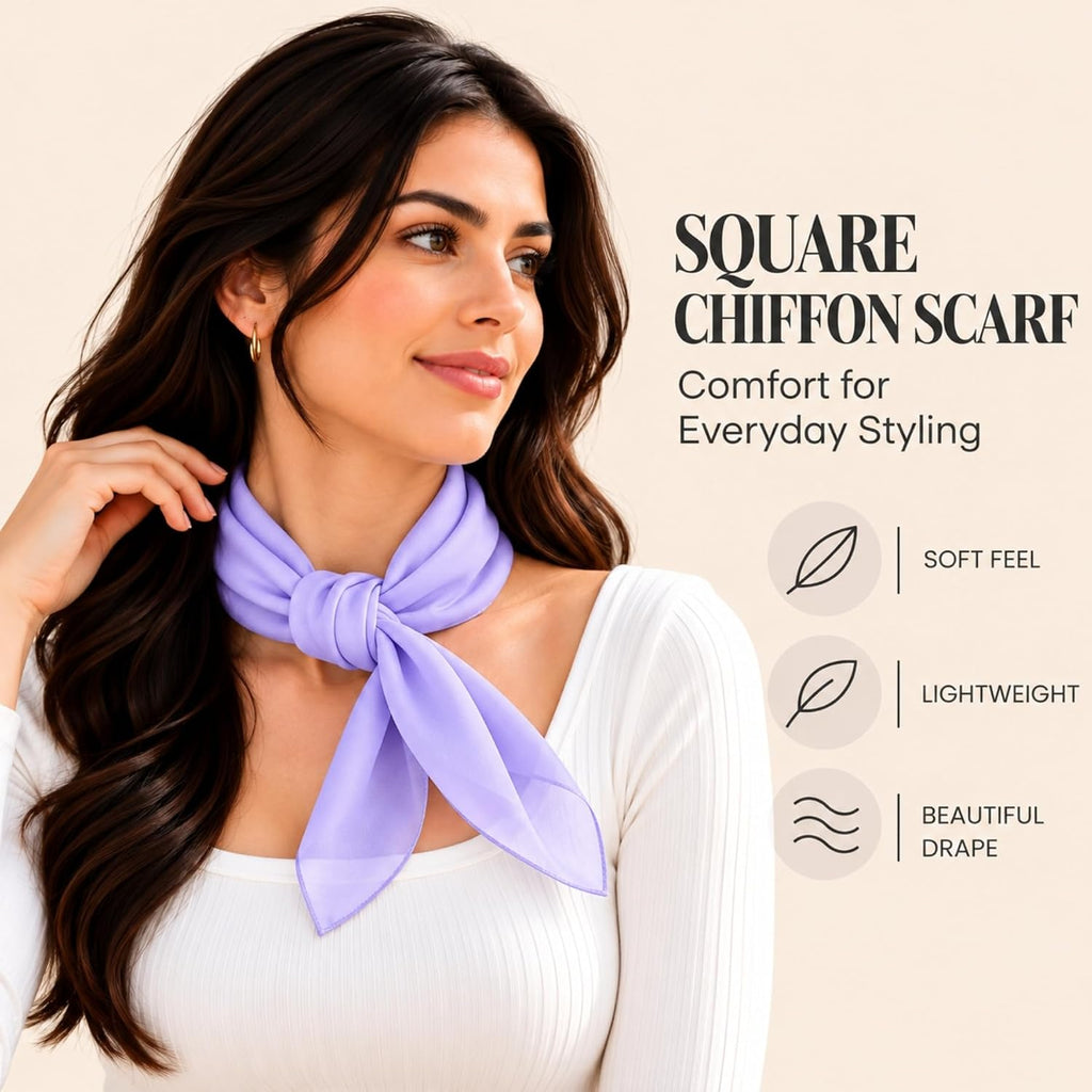 WESTEND CHOICE Square Chiffon Scarves Women's Neck Scarf 50s Retro Bandana