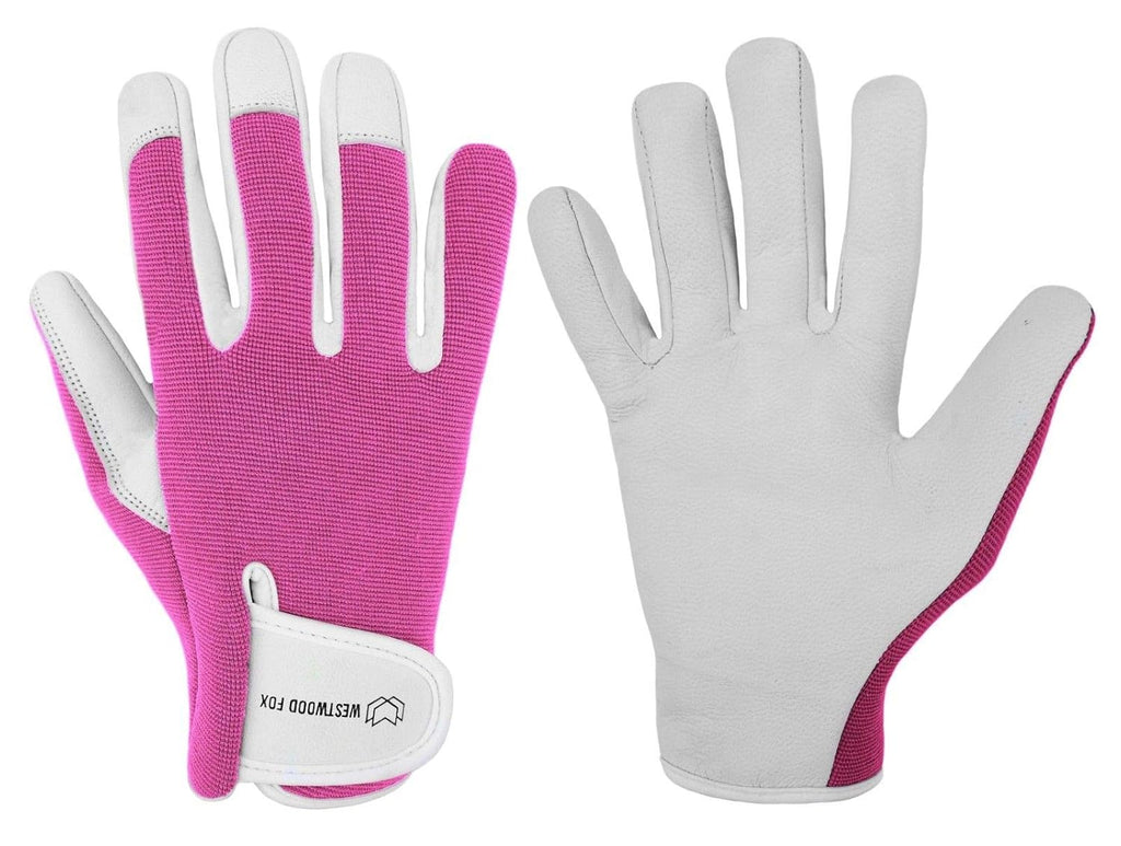 WESTWOOD FOX Ladies/Mens Leather Gardening Gloves Thorn Proof Rigger Garden work gloves, Safety Working Gloves, Premium Quality (Babypink, M)